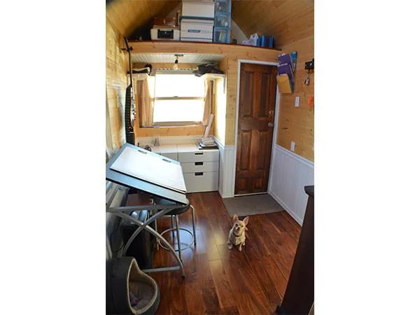 Clark a tiny pup in a tiny rv home